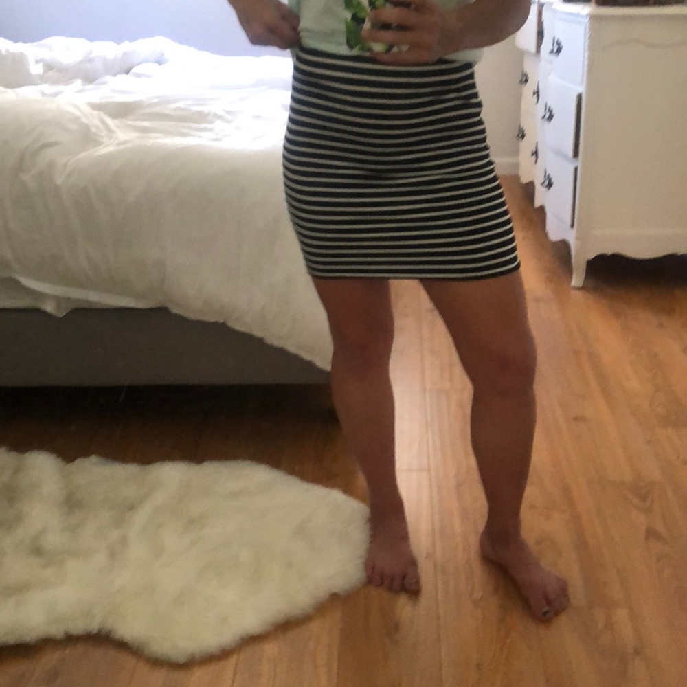 Striped high waisted pencil skirt